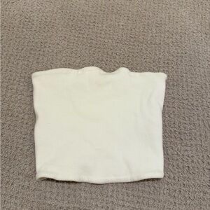 Zara Cream Ribbed Strapless Tube Top